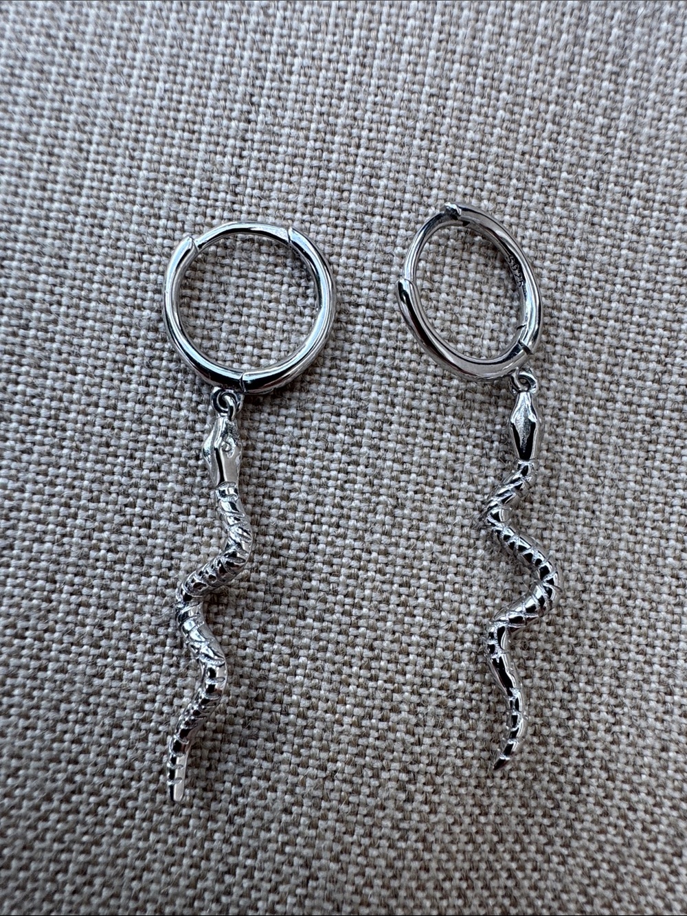 Glaze Jewelry Silver Snake Hoop Earrings
